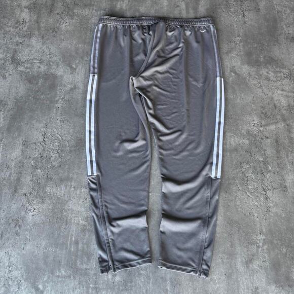 Vintage Y2K Adidas Grey & White Three Stripes Technical Cyber Grunge Sweatpants - Picture 2 of 4